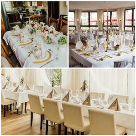 ZarzaaSik 2-Pack 60x102 inch White Table Cloths, Solid Stain and Wrinkle Resistant Oblong Tablecloth, Premium Plain Weave Polyester Fabric Rectangle Table Linen Covers for Hotel, Wedding