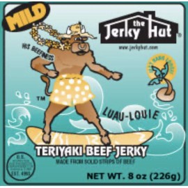 Jerky Hut Mild Teriyaki Premium Jerky Hut Beef Jerky 1/2 Pound Bag 8oz Luau Louie Tropical
