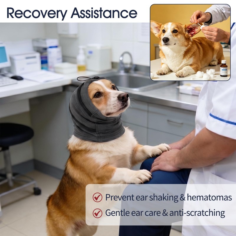 IECOii Dog Ear Muffs No Shake Ear Wrap for Hematoma,Pet