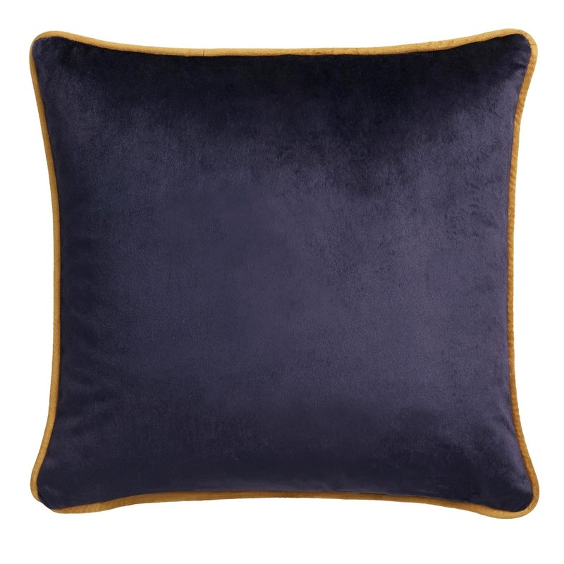 Laurence Llewelyn-Bowen Velvet Cushion – Ochre & Navy Damask Floral