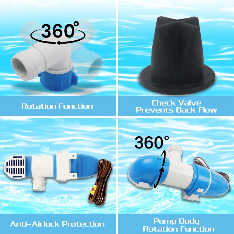 12V 1100 GPH Automatic Submersible Bilge Pump for Boats, Low