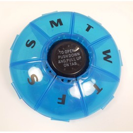 Ezy-Dose 7 Day Push @N Pop Round Pill Reminder (Random Colour Choice)