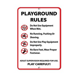 Aluminum Vertical Metal Sign Multiple Sizes Playground Rules Activity Parks and Campground with Border Weatherproof Street 12x18Inches