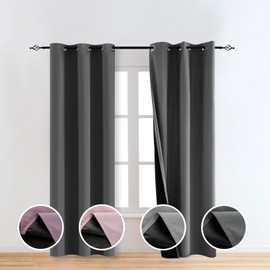 TMLTCOR 100% Blackout Curtains for Bedroom,Black Out Curtains for Living Room,Room Darkening Curtains 84 Inches Long,Bedroom Curtains Long Curtains,Thin Curtains,Dark Grey Curtains,38 Wide,2 Panels