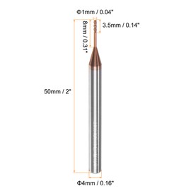 sourcing map 2pcs Square Nose End Mill 4mm Shank 1mm x 8mm AlTiSin Coated Solid Carbide Long Reach Extended Neck 4 Flutes CNC Router Bit Milling Cutter for Stainless Steel Hardened Steel