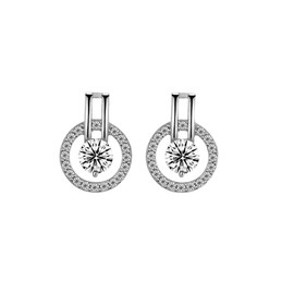 Plated Earrings Hoop Zircon Rhinestones Round Stud Various Styles Earrings for Girls Womens (Starrynight - Sliver)