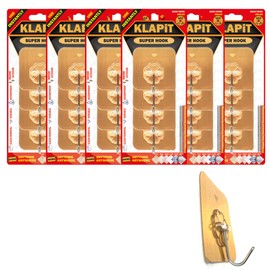 KLAPiT Super Hook - Heavy-Duty Adhesive Gold Wall Hooks, Holds Up to 11 lbs, Waterproof, No Damage, Easy Install on Tile, Wood, Stone, Glass & Metal - Made of Steel (Gold, 24pc)