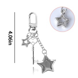 Star Keychain Purse Bag Charms for Handbags Aesthetic Y2K Keychain Women Girls Cute Key Pendant Key Chains Silver Metal Star Charms for Bags Stationery Accessories