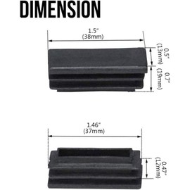 1/2" x 1 1/2" Rectangle Tubing End Caps, 13mm x 38mm Tubing Post End Cap Black Plastic Plugs, Chair Glide Floor Protector (16 Pack)