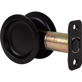 Stone Harbor Hardware Round Pocket Door Lock, Passage Function, 2-3/4" Backset, Matte Black