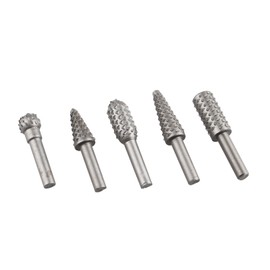 HALJIA 5 Piece Rotary File Rasp Carbide Burrs Set Wood Carving Bits for Grinding, Polishing, Carving, Trimming Chamfering Hollowing Sloting Of Plastics Rubbers metals Soft Material