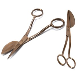 MuskalMed Applique Pelican Duckbill Blade 5.8 Inch - Double Bent Curved Offset Handle Scissors for Embroidery, Fabric, Thread, Knitting, Sewing, Arts & Craft (Rose Gold)