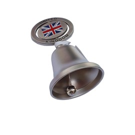 Union Jack Bell - Pewter Effect Metal Spin Bell with Union Jack, Collectable Souvenir