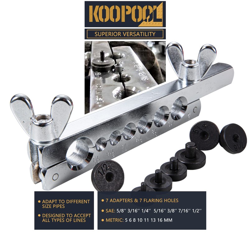 KOOPOOL Double & Single Flaring Tool Kit for Brake Line