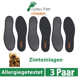 3 P. Black o. Insoles Brown Antibacterial Cinnamon [Improved Model 2020] Cinnamon Shoe Insoles Against Foot Odour with Non-Slip Fleece I GreenFeet Cinnamon Decoration (Cinnea Zimteinlagen Flach Schwarz) - Black , size: 38 EU