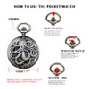 Tiong Unique Octopus Hollow Mechanical Pocket Watches with Chain Men's