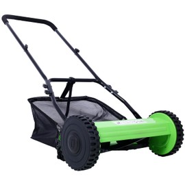 TREATLIFE HOME 16-Inch 5-Blade Push Reel Lawn Mower with Grass Catcher, Adjustable Height, Green