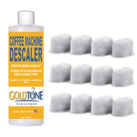 Charcoal Water Filters and Descaler for Keurig - Keurig Compatible Charcoal Water Filter Replacement Cartridges (12) & Coffee Maker Descaler for Keurig Machines (2 Uses)