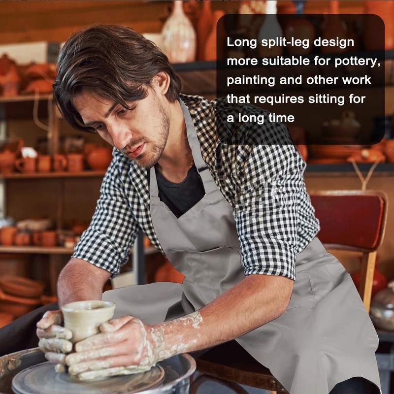 MIKI WELL Pottery Split-Leg Make Ceramic Apron, Long Split-Leg Artist