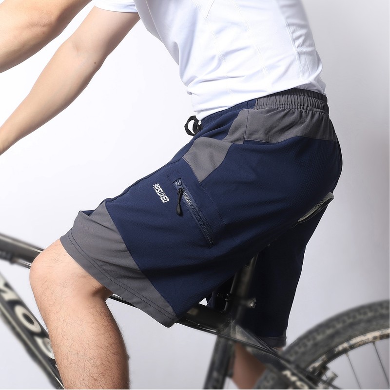 2 In 1 Padded Bike Shorts with Pockets Men Breathable