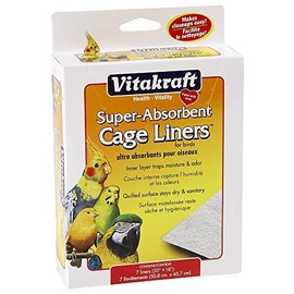 Vitakraft Cage Liners for Birds - For Parrot, Parakeet, Conure, and Cockatiel Cages White 20" X 18" 7 Count, Premium Absorbent Liner