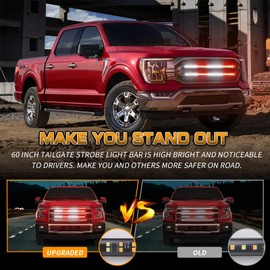 XRIDONSEN 2PCS 24 inch Truck Grill Emergency Lights Strip 288 LED Red White Grille Firefighter Lights Strobe Flashing Warning Safety Waterproof First Responder Lights for Vehicles Fire Trucks Pickup