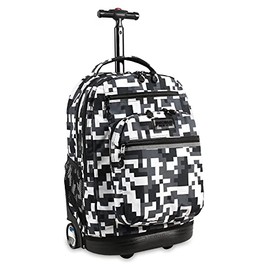 J World New York Sundance Rolling Backpack Girl Boy Roller Bookbag, Camo, One Size