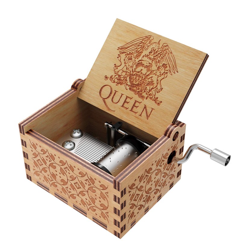 Huntmic Queen Wood Music Boxes, Antique Engraved Musical Boxes Case