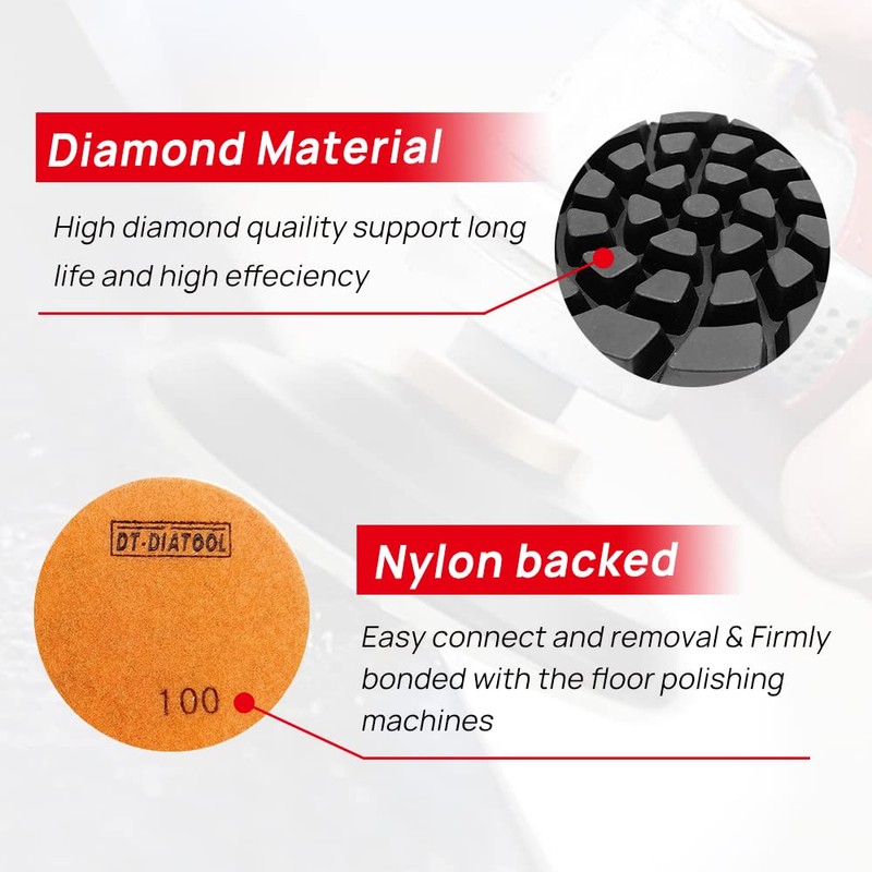 DT-DIATOOL Diamond Floor Polishing Pads Resin Bond Terrazzo Floor Diameter