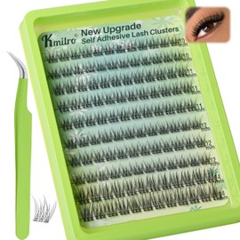 Self Adhesive Eyelashes 10-14mm Natural Self Adhesive Lash Clusters Wispy Press on Lashes No Glue Needed 120Pcs Pre Glued Lashes Clusters Reusable DIY Eyelash Extensions Kit with Tweezers, by Kmilro