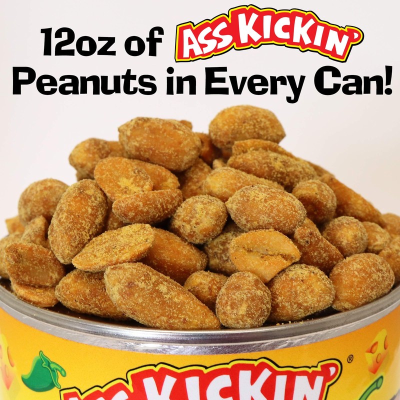 ASS KICKIN’ Jalapeno Cheddar Spicy Hot Peanuts – 12oz -