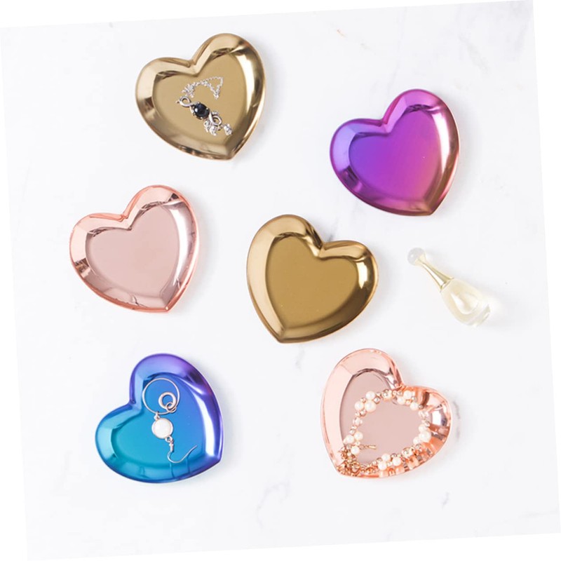 KOMBIUDA Stainless Steel Heart Shape Jewelry Dish Tray Chrome Trinket