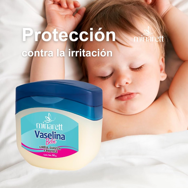 Minarett Vaselina de Bebé 90 g Limpia Suaviza y Protege.