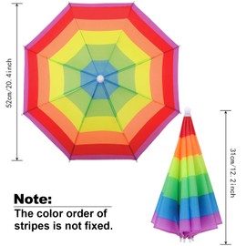 Syhood 4 Pieces Rainbow Umbrella Hat Adjustable Sun-rain Umbrella Hat for Adults