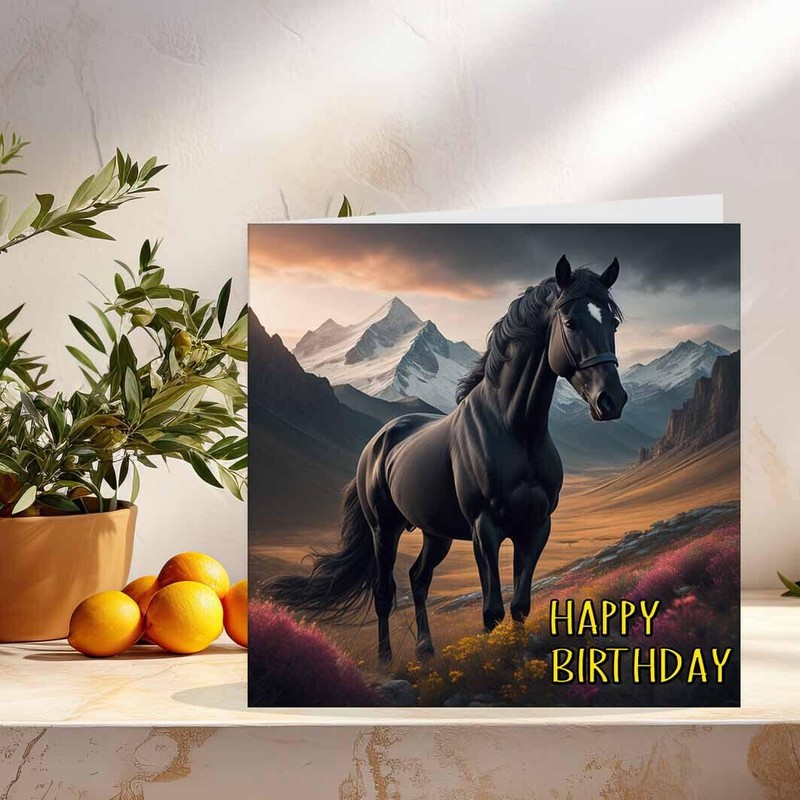 Horse Birthday Card Horses Design Greeting Card 145 x 145mm