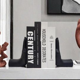 Decorative Bookends Hands Book Ends for Shelves, Modern Bookends Book Stoppers Book Holders Heavy Duty Bookends for Office, Home, Living Room Decors, 8.5 x 6.8 x 3.5 inches