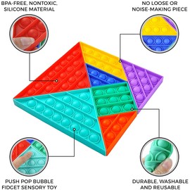 Tangram Jigsaw Push Pop Fidget Toy Squeeze Toy Push Pop Bubble Sensory Decompression Toy Stress Relief Intelli Colorful