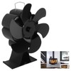 Black 6 Blade Heat Powered Stove Fan Thermodynamically Driven Fireplace