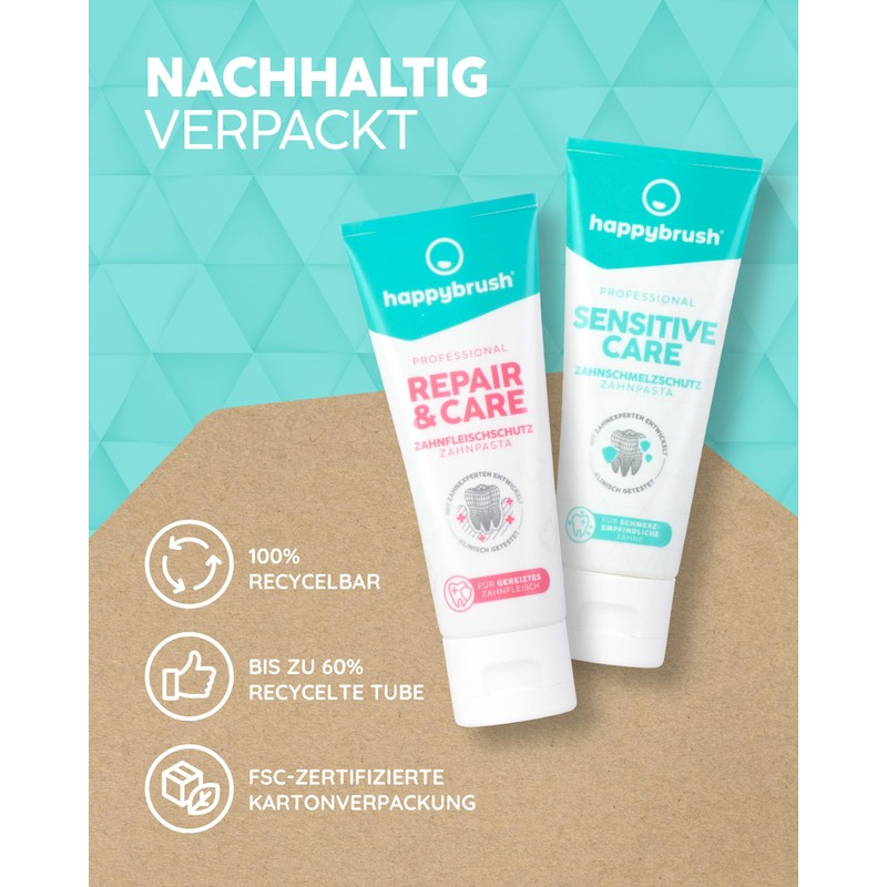 happybrush® Professional Toothpaste Repair & Care and SensitiveCare with Herbal