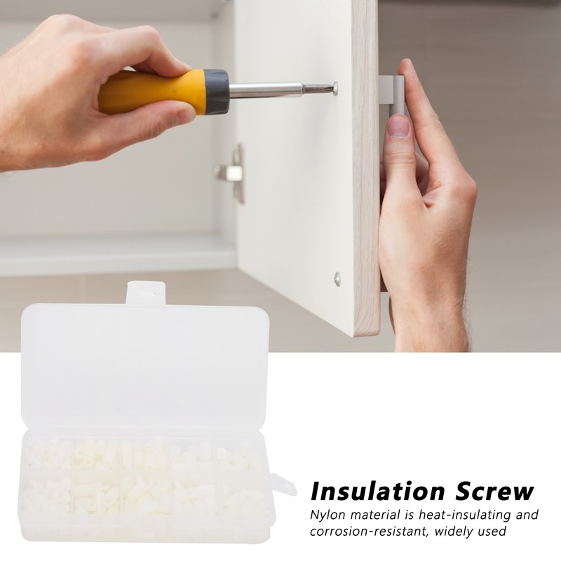 300Pcs M3 White Nylon Screw Set Insulation Material Male Female