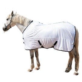 TARFEPA Horse Fly Sheet Equine Summer Sheets, Comfy Mesh Bug and Mosquito Protection Standard Neck - White 72"