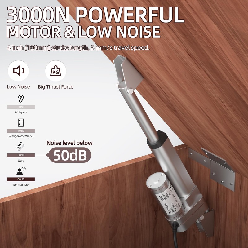 Linear Actuator 12V - 3000N/660lbs | 4 Inch Stroke, 5mm/s