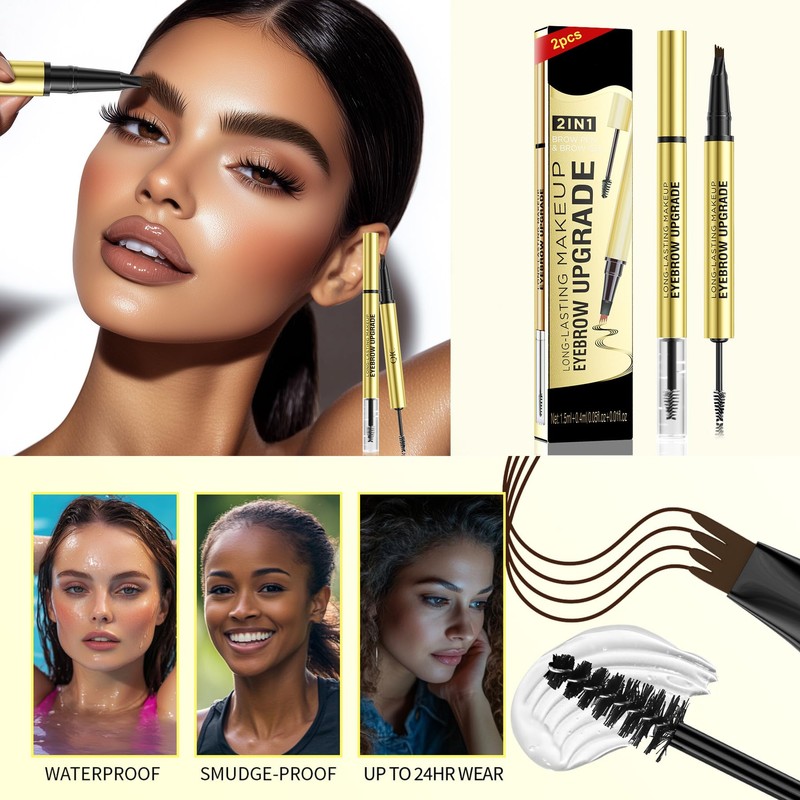 Microblading Eyebrow Pen - 2-in-1 Dual-Ended Waterproof Eye Brow Pen