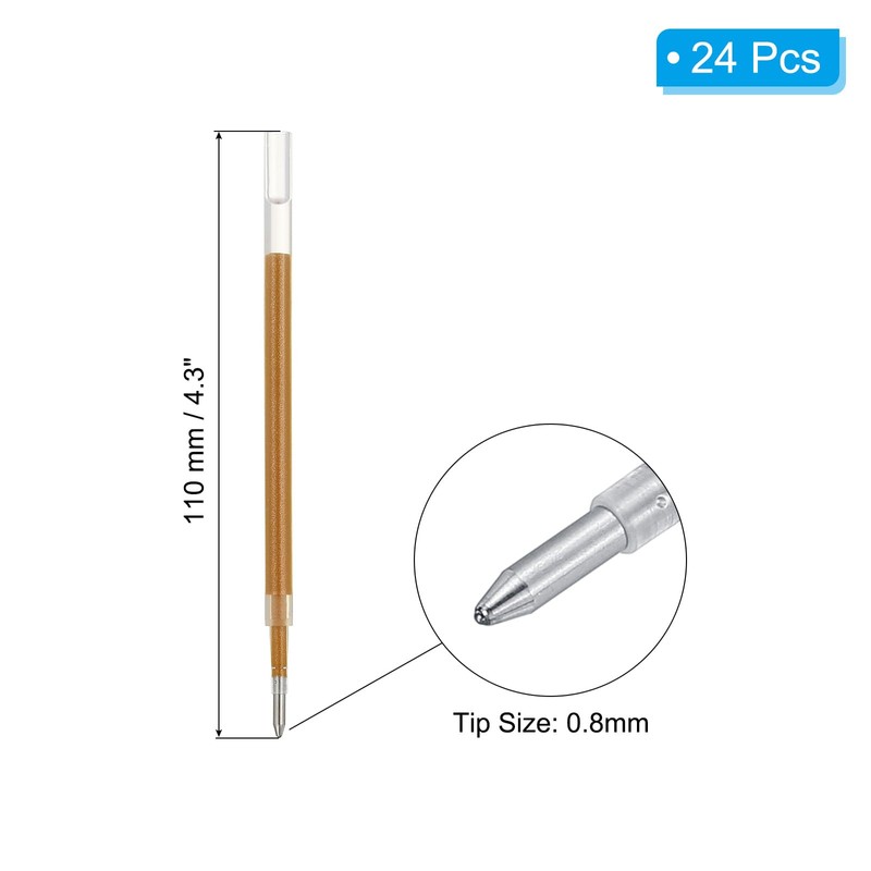 PATIKIL Gel Pen Refills, 24 Pcs 0.8mm Medium Point Glitter
