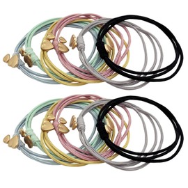 Hair Tiers, Heart Shape, Gold Metal Plate, Hair Ornament, Cute, Women, Hair Band, Hair Accessories, High Elasticity, 12 Piece Set