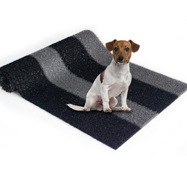 SHNOSU Artificial Grass 2FTX6FT Outdoor Indoor, 0.8inch Stripe Rug Fake Grass Mat Rubber Backing with Drain Holes, Astroturf Carpet for Patio Balcony Deck Yard Porch Customized Grey & Black