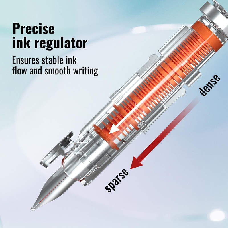 WRITECH Clictek Fountain Pen Retractable: Medium Nib Blue Ink Transparent