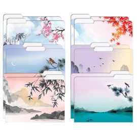 Better Office Products Decorative File Folders, 12 Pack, 6 Unique Designs, Heavyweight, Letter Size (9.5 x 11.5") with 1/3 Cut Tab, Japanese Watercolor Designs, Fashion Folders