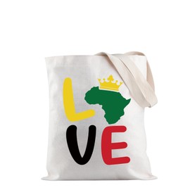JXGZSO Black History Tote Bag Black Lives Matter Shopping Bag Black History Is Strong Merch Black History Month Gift BLM Gift (Love Africa Tote CA)