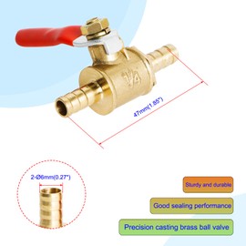 Aopin Hose Barb Ball Valve Brass 6mm / 1/4" Valve Shut Off for Water, Oil and Gas Fluid, Ball Valve with Vinyl Handle Suitable for PEX, Copper, HDPE 4 Pcs